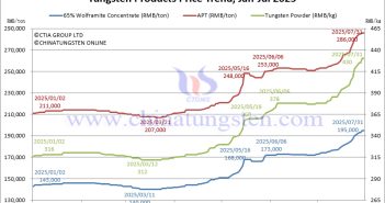 Tungsten Price Trend from January to July 31, 2025