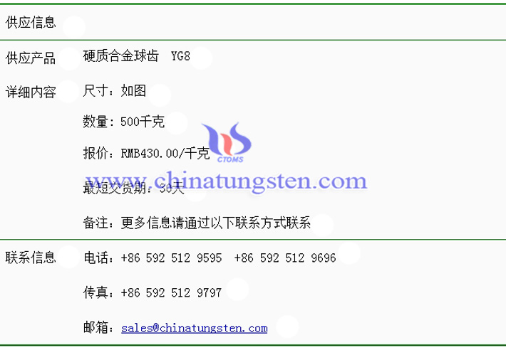硬質合金球齒價格表圖片